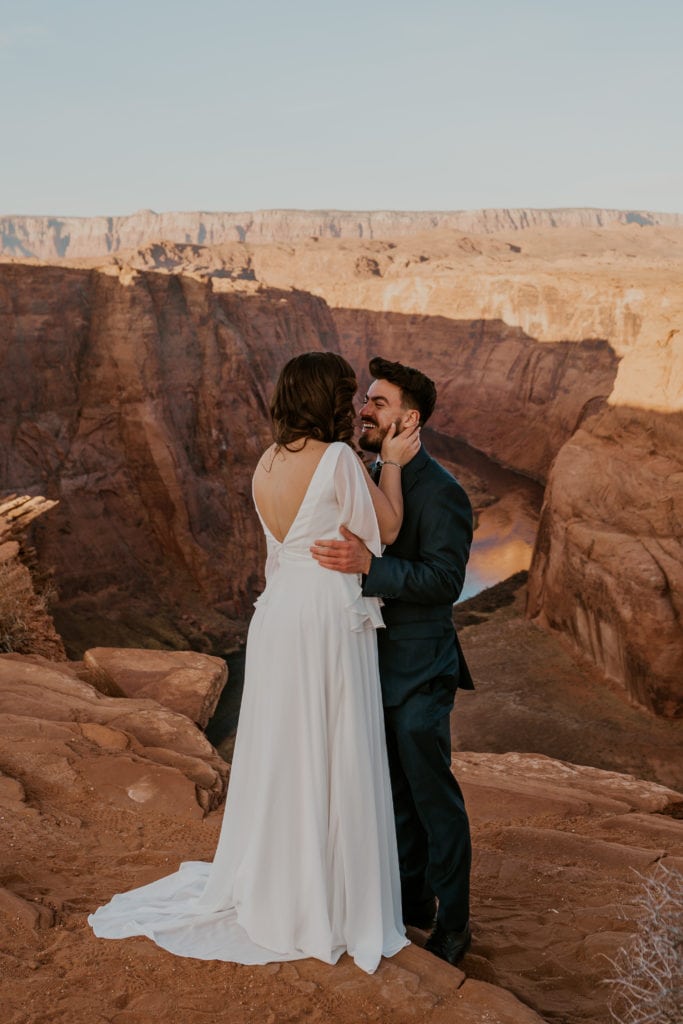 Bride and groom at horseshoe Bend, Arizona
